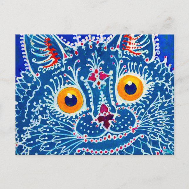 Carte Postale Chat gothique bleu (Devant)