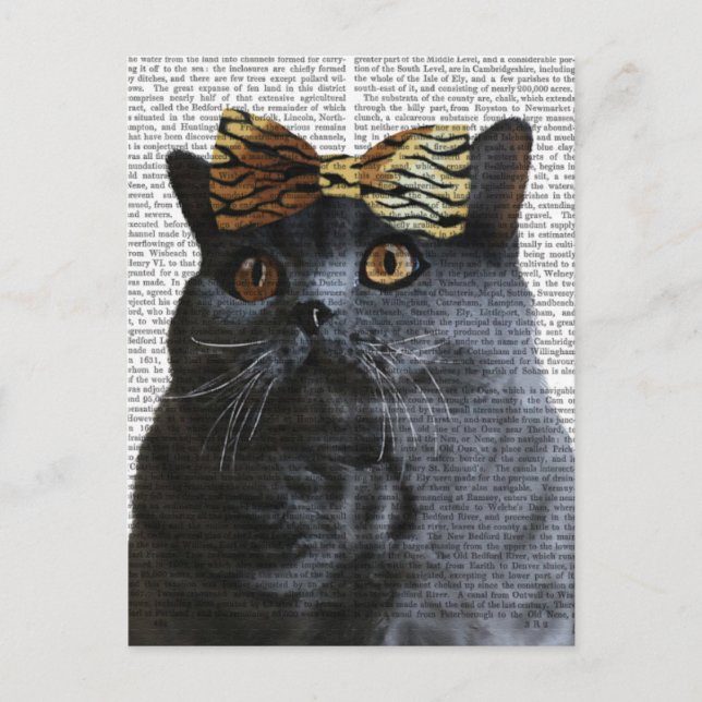 Carte Postale Chat gris avec chèvre léopard (Devant)