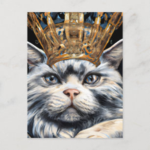 Carte Postale Chat gris dans une couronne