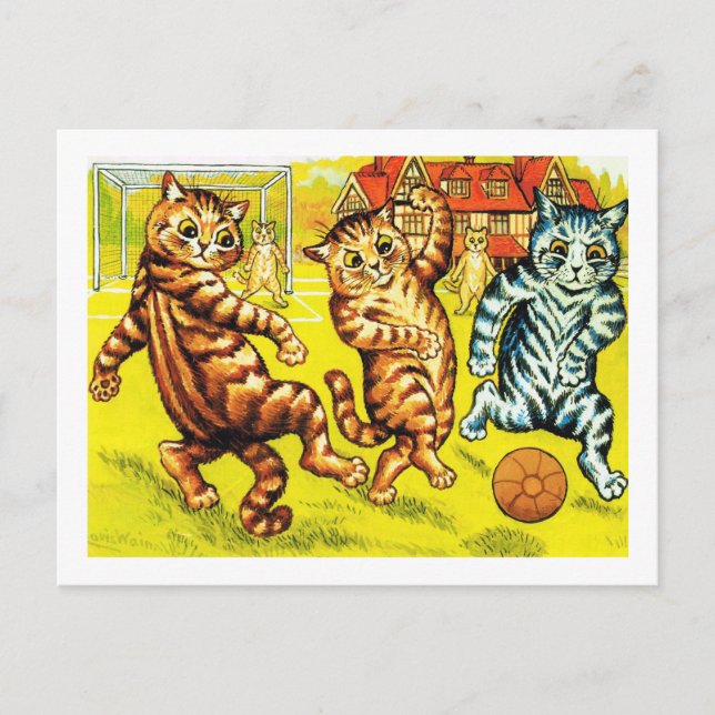 Carte Postale Chat Jouant Au Football, Louis Wain (Devant)