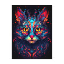 Chat Kitty coloré Animal Psychedelic Tribal Art