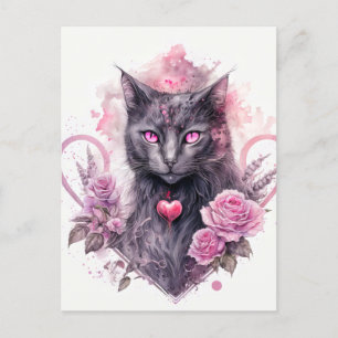 Carte Postale Chat Kitty noir cuisine   Bonne Halloween