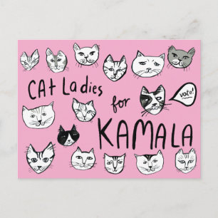 Carte Postale CHAT LADIES pour l'élection de KAMALA Cute VOTE