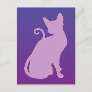 Carte Postale Chat Lilas sur Fond Violet