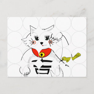 Carte Postale Chat Lucky - Maneki Neko - Beckoning