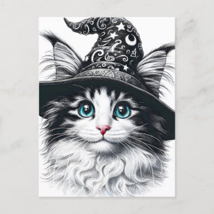 Carte Postale Chat magique mignonne dans Assistant Casquette Spl