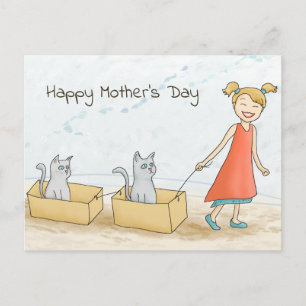 Carte Postale Chat Maman Joyeuse Fête des Mères