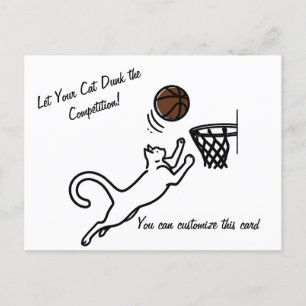Carte Postale Chat Marque un Grand Slam Dunk