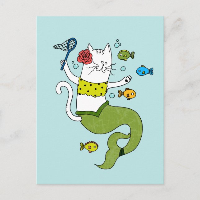Carte postale Chat Mermaid (Devant)