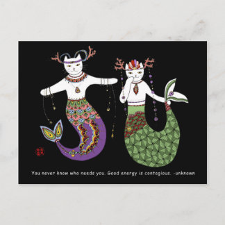 Carte Postale Chat Mermaid