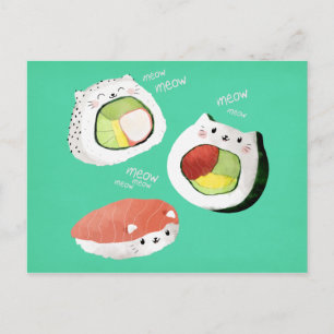 Carte Postale Chat mignon de sushi