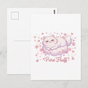 Carte Postale Chat Mignon Kawaii Tout en Peluche
