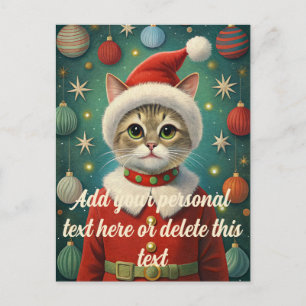 Carte Postale Chat mignon santa claus Noël