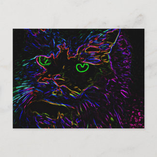 Carte Postale Chat Neon Glow