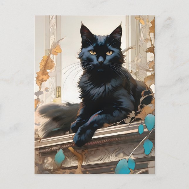 Carte Postale Chat Noir  (Devant)