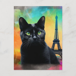 Carte Postale Chat noir à Paris