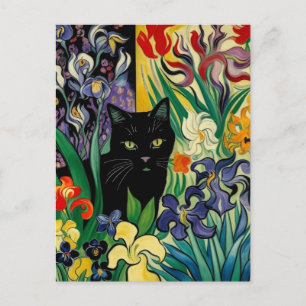 Carte Postale Chat Noir Avec Iris