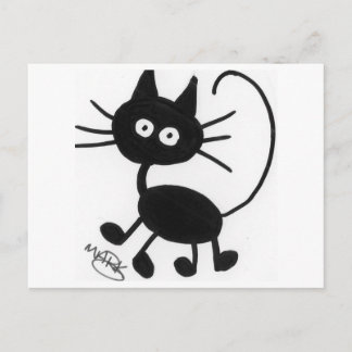Carte Postale Chat noir caricature
