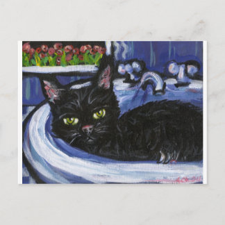 Carte Postale Chat noir dans l'évier