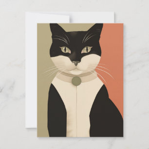 Carte Postale Chat noir et blanc