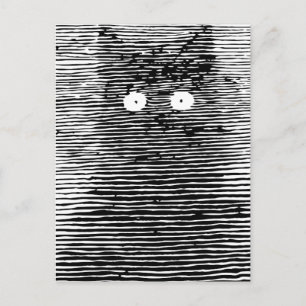 Carte Postale Chat noir et blanc rétro Vintage la nuit