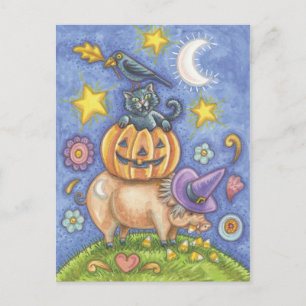 Carte postale Chat noir Halloween