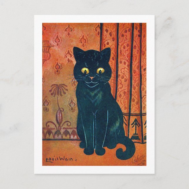 Carte Postale Chat noir, Louis Wain (Devant)