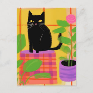Carte Postale Chat noir mignon