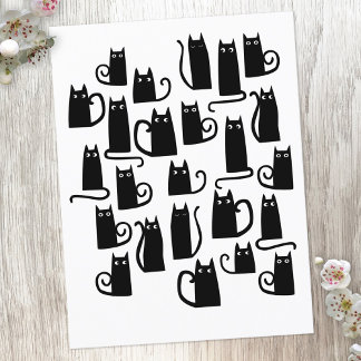 Carte Postale Chat noir mignon