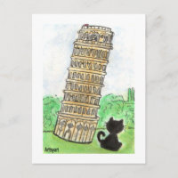 Chat noir Noir Conversation Tour de Pise Art