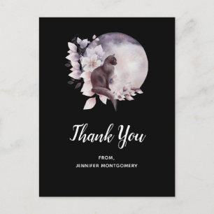 Carte Postale Chat noir par un Merci de Pleine lune magique