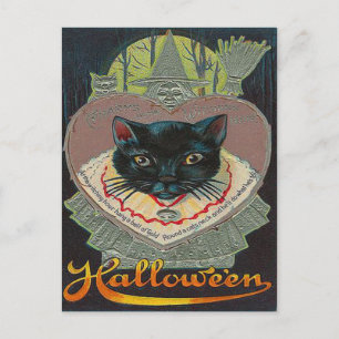 Carte Postale Chat noir Sorcière Heure de la Sorcellerie Pleine