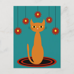 Carte Postale Chat orange