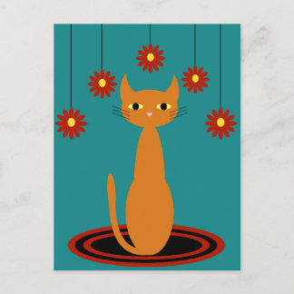 Carte Postale Chat orange