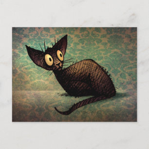 Carte Postale Chat oriental noir amusant Damask Kitten Art