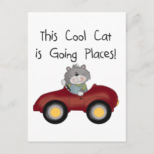 Carte Postale Chat Partir en Voiture Rouge tshirts et Cadeaux