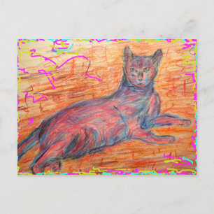 Carte Postale chat pavé