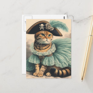 Carte Postale Chat pirate adorable
