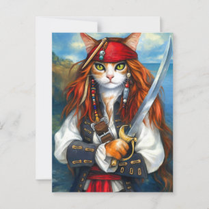 Carte Postale Chat pirate de Swashbuckler Imaginaire Caractère