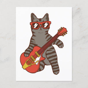 Carte Postale Chat portant des lunettes de soleil jouant de la g