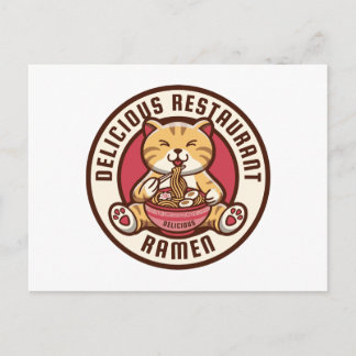 Carte Postale Chat Ramen