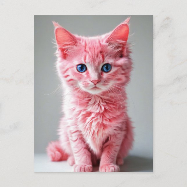 Carte Postale Chat rose (Devant)