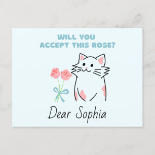 Carte Postale Chat&Rose adorable