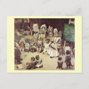 Carte Postale Chat School par Louis Wain Postcard