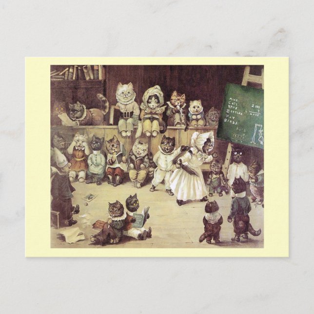 Carte Postale Chat School par Louis Wain Postcard (Devant)