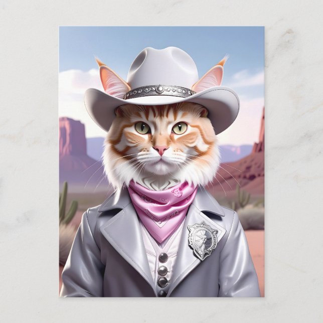 Carte Postale Chat Sheriff (Devant)