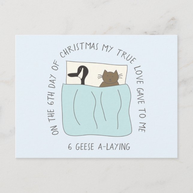 Carte Postale Chat Sixième Jour 6 Oies-A-Lay Noël (Devant)