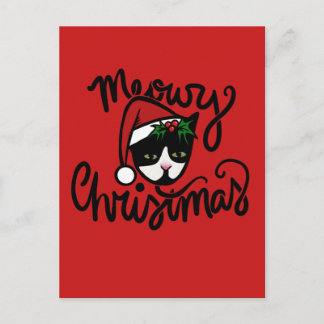 Carte Postale Chat Smoking Noël