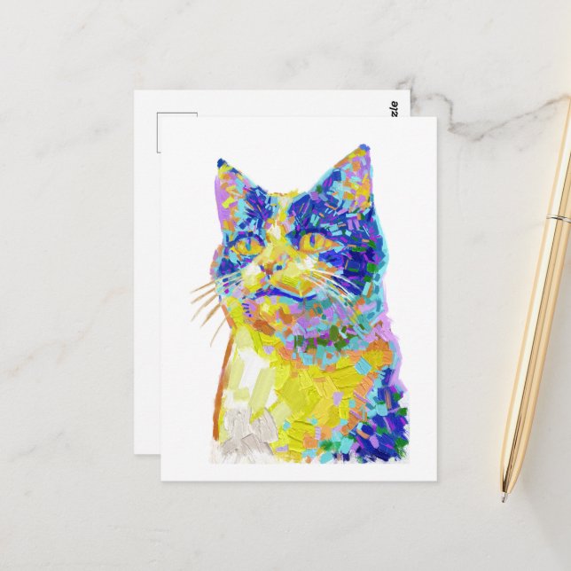 Carte Postale Chat sous le soleil (Devant/Arrière en situation)