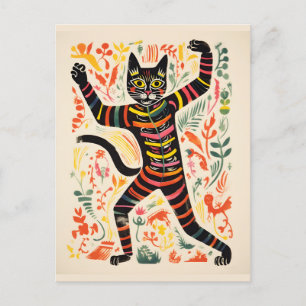 Carte Postale Chat squelette dansant Halloween drôle